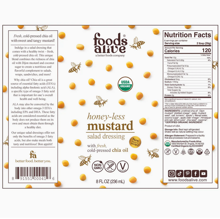 Honey-Less Mustard Salad Dressing - Organic