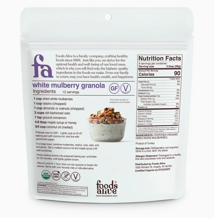 White Mulberries - Organic