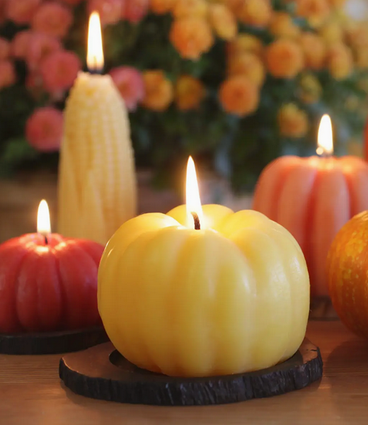 Vela de cera de abejas con forma de calabaza
