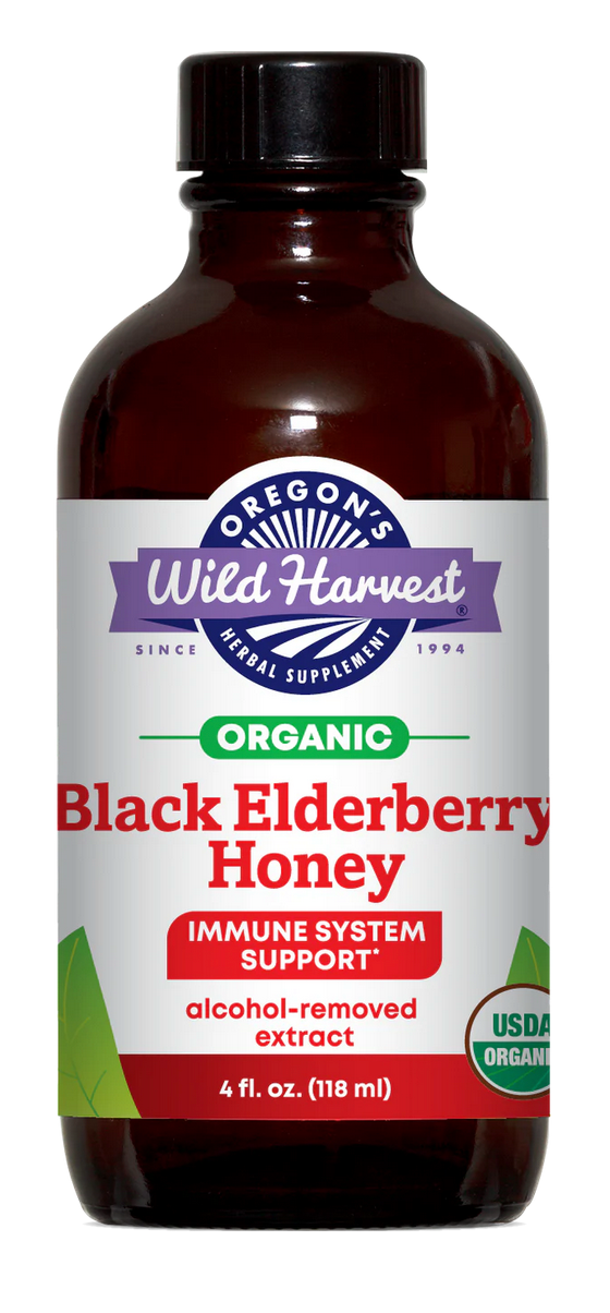 Black Elderberry Honey, Organic Alcohol-free 1 oz