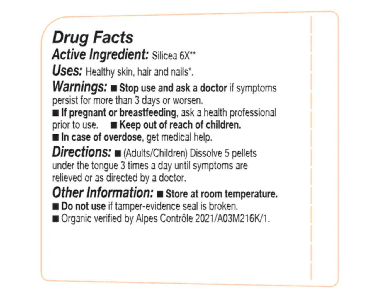 Cell Salt N°12 Silicea Silicea, a homeopathic remedy traditionally used to promote healthy skin*, hair, and nails.