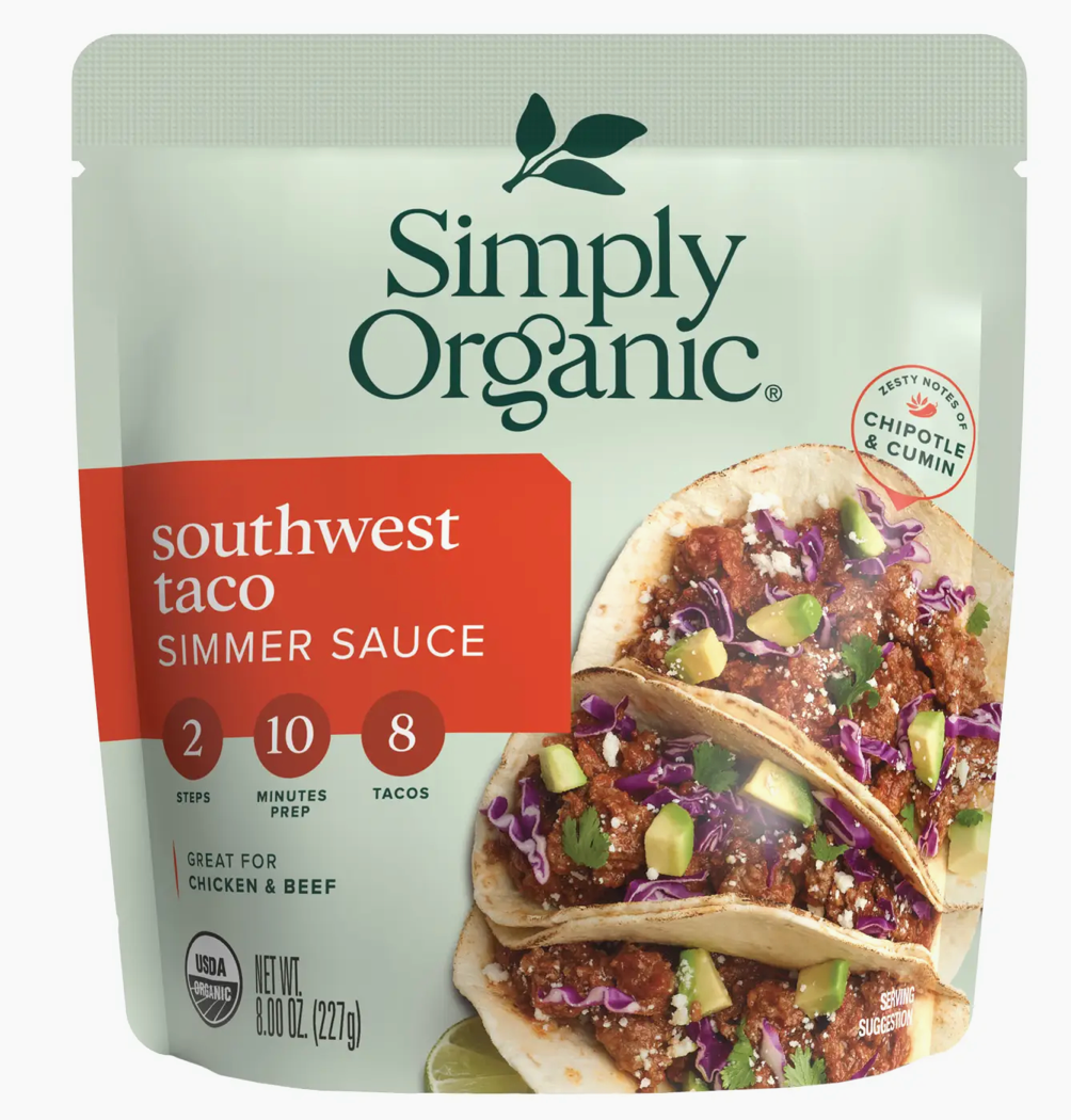 Organic Southwest Taco Simmer Sauce For Beef & Chicken, 8 oz