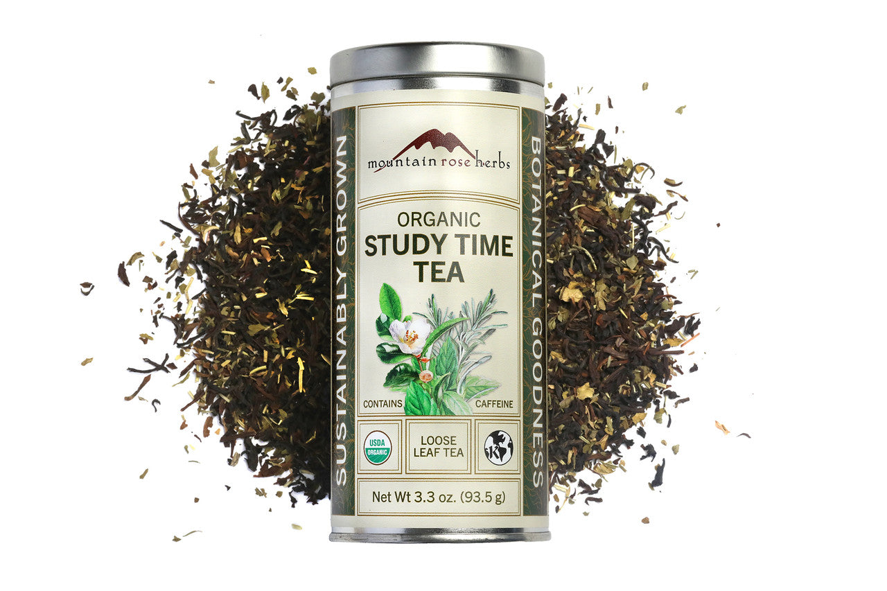 Organic Study Time Herbal Tea - 3.3 oz Loose Leaf Herbal Blend (58 Servings) - Mountain Rose Herbs
