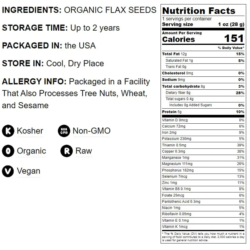 Organic Brown Flax Seeds – Whole Raw Flaxseeds, Unroasted