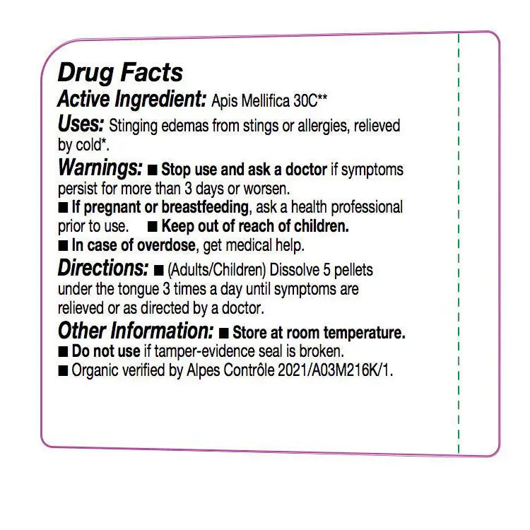 Olloïs Apis Mellifica 30C Lactose Free Organic Kosher, 80ct