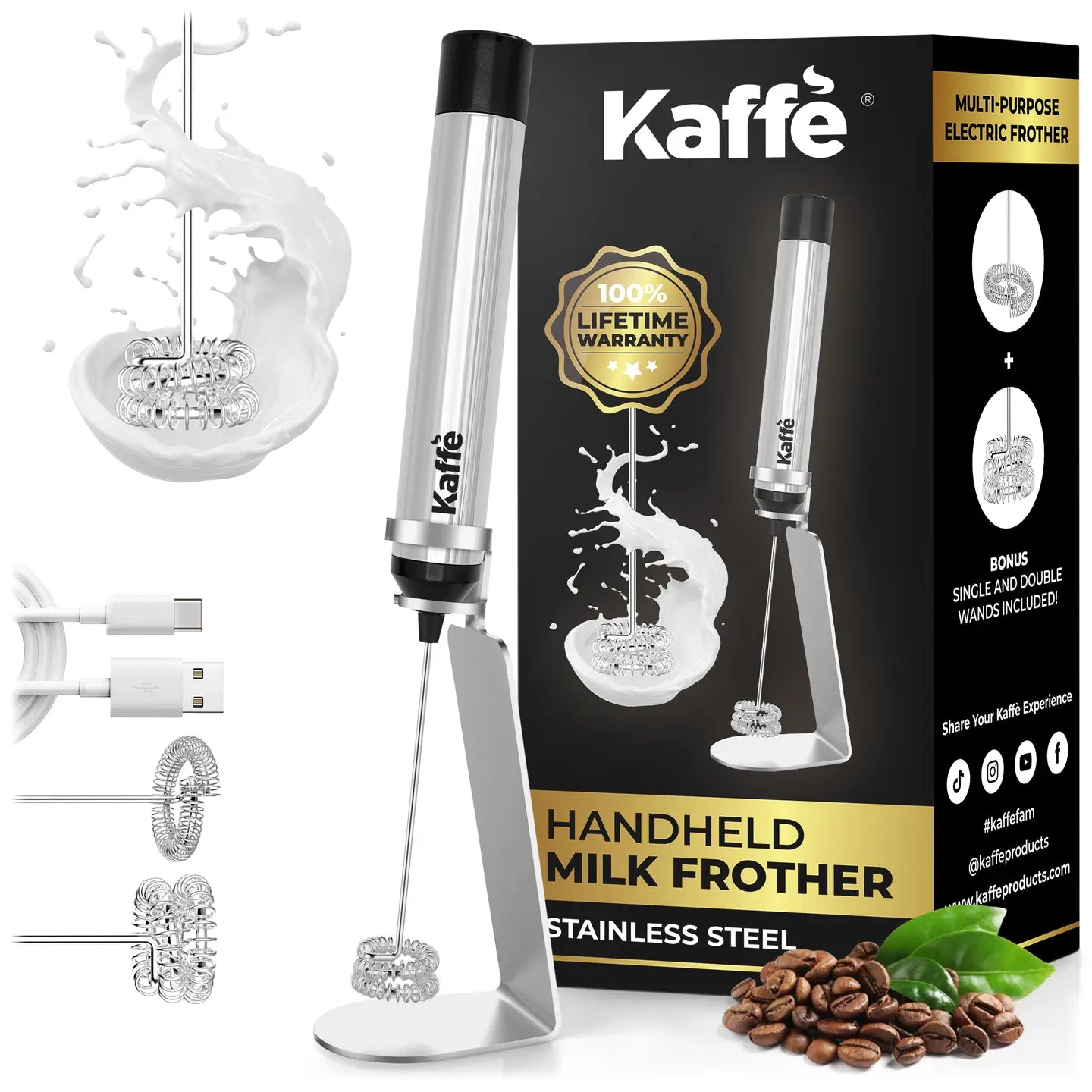 Frother - Handheld with Stand USB Rechargeable