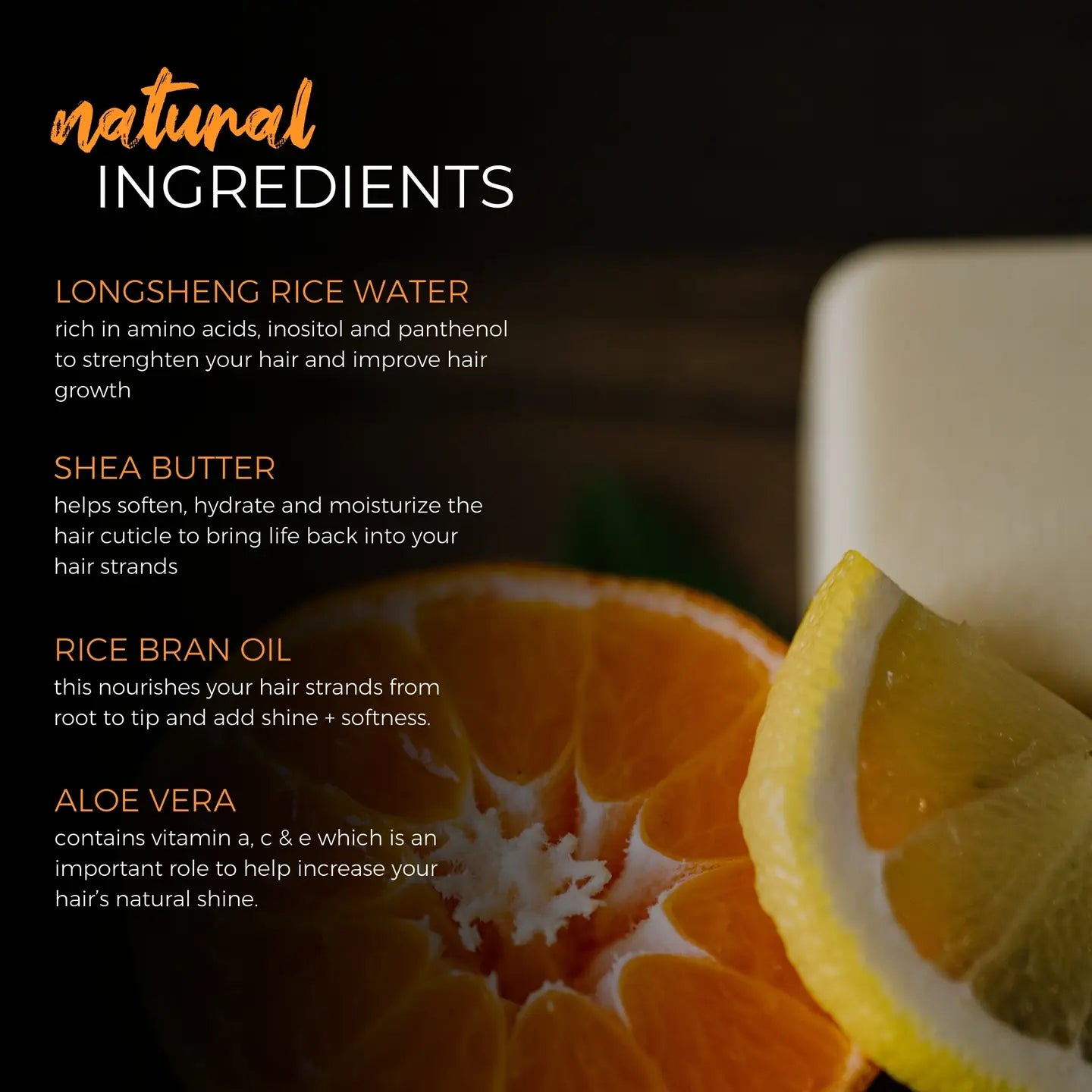 Rice Water Shampoo Bar | Citrus Zest Eo | Oily Hair