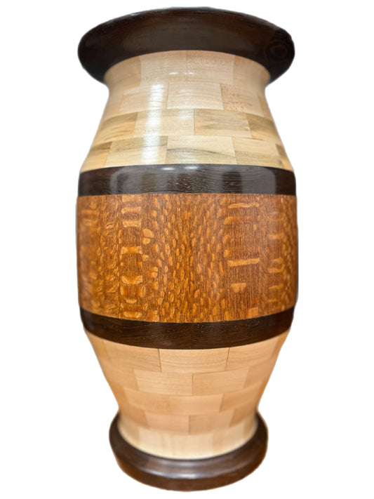 Beautiful Handcrafted - Leopard, Wedge, Maple Wood Vase
