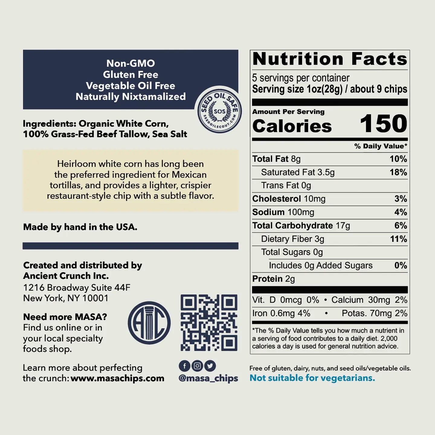 Masa Chips, Blue, 5oz Bag