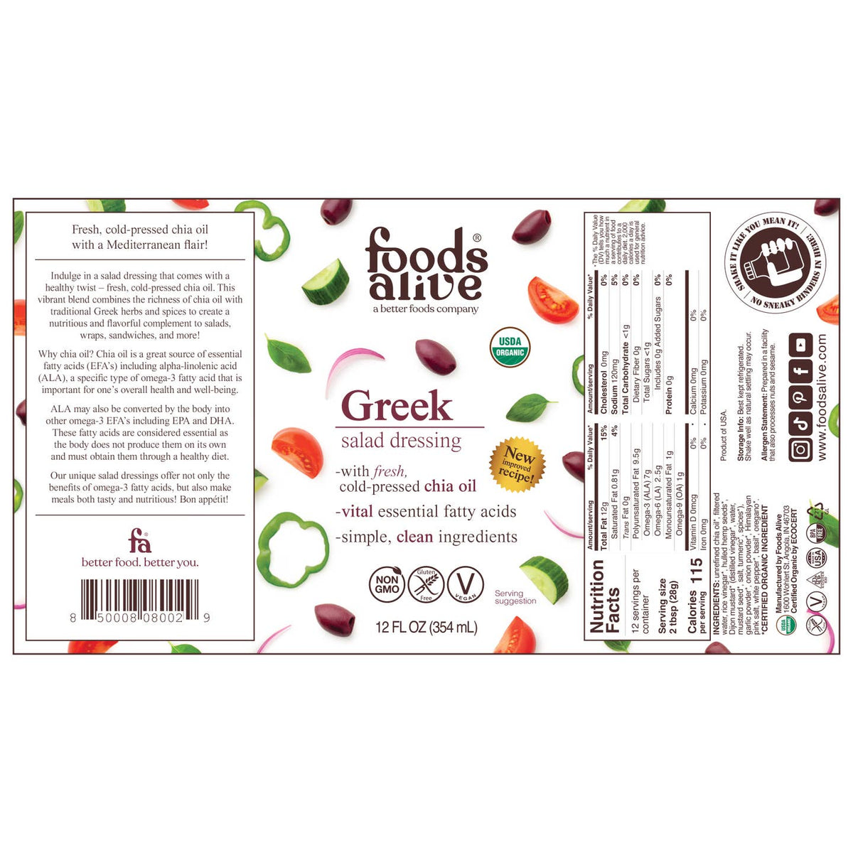 Greek Salad Dressing - Organic