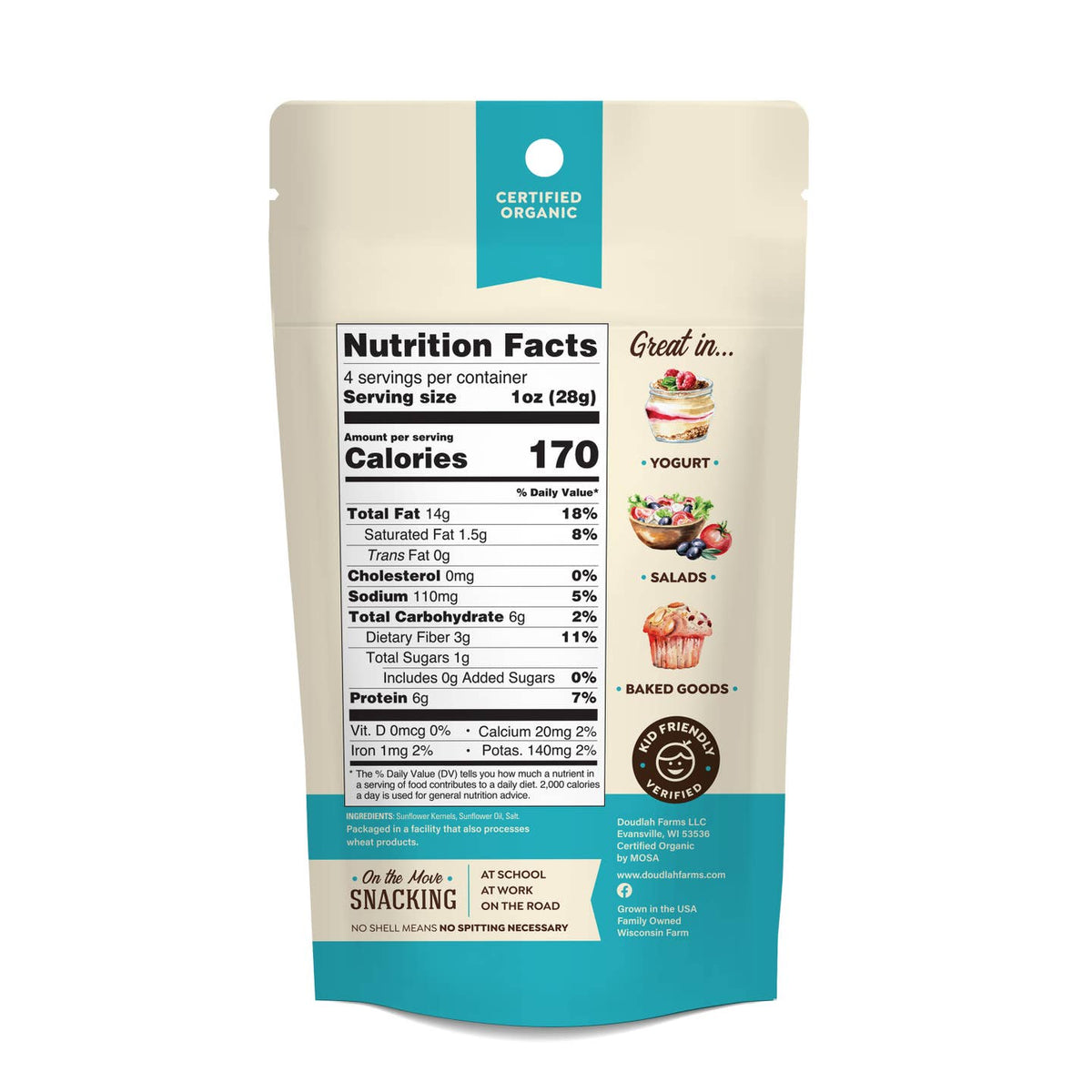 Organic Sunflower Seeds-Roasted & Salted