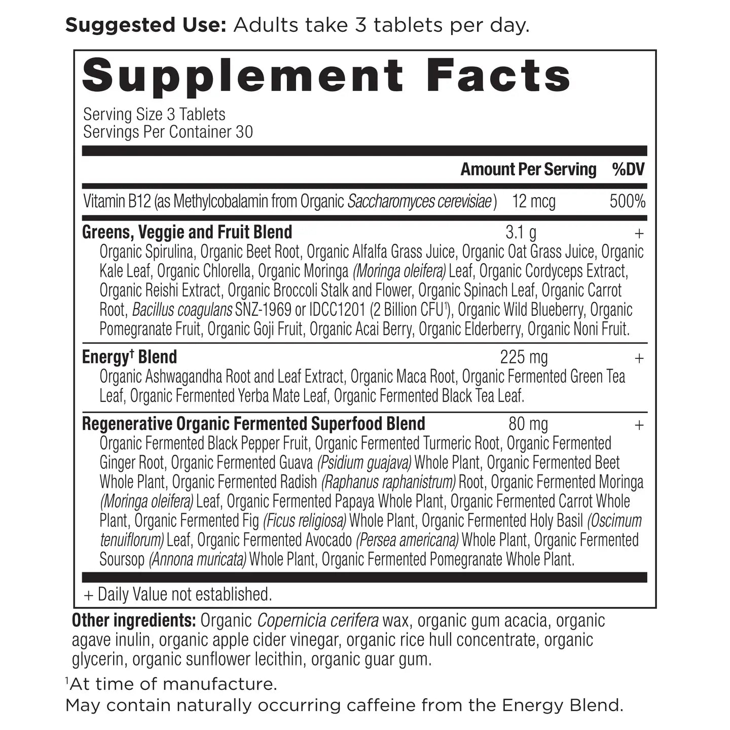 Organic Supergreens Energizer | Tablets (90 Tablets)