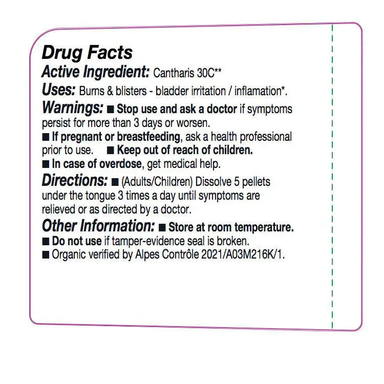 Olloïs Cantharis 30C Lactose Free Organic Kosher, 80 Pellets