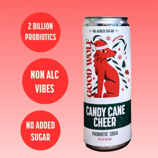Candy Cane Cheer Probiotic Soda - No Added Sugar - 12oz