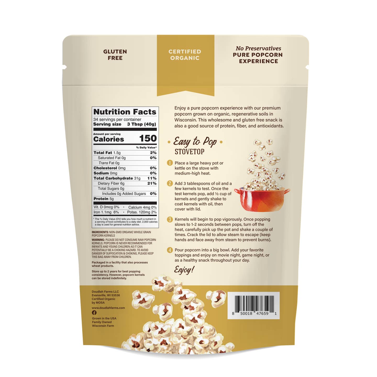 Organic White Popcorn
