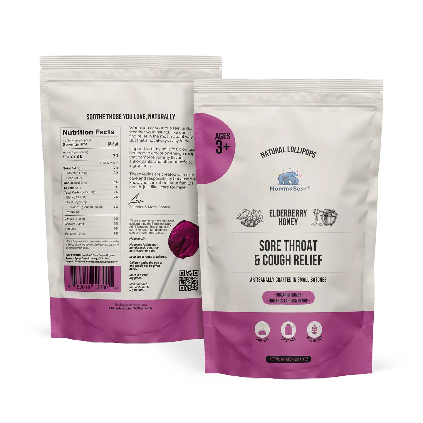 Sore Throat & Cough Aid Lollipop 10 Count