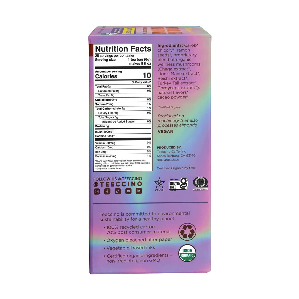 Organic Caffeine Free Miraculous Mushrooms Tea 25ct