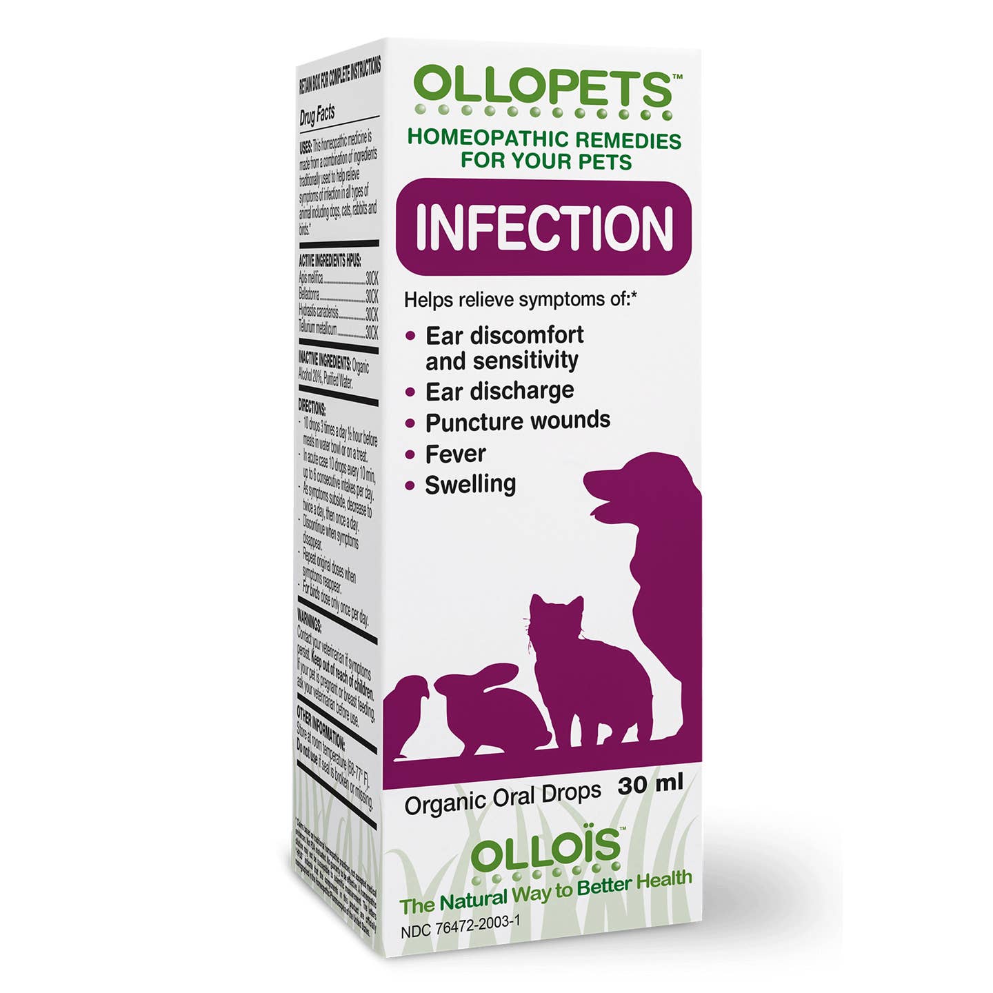 Ollopets Infection, Homeopathic Drops For All Pets, 30ml