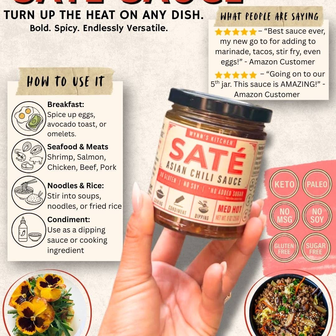 Saté Asian Chili Sauce -Keto Friendly- Non-Gmo Verified
