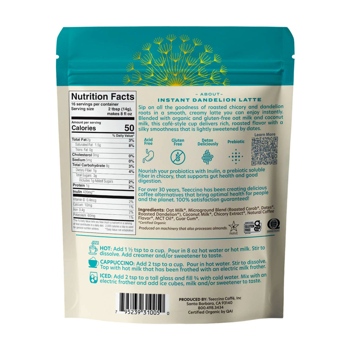 Instant Dandelion Herbal Latte
