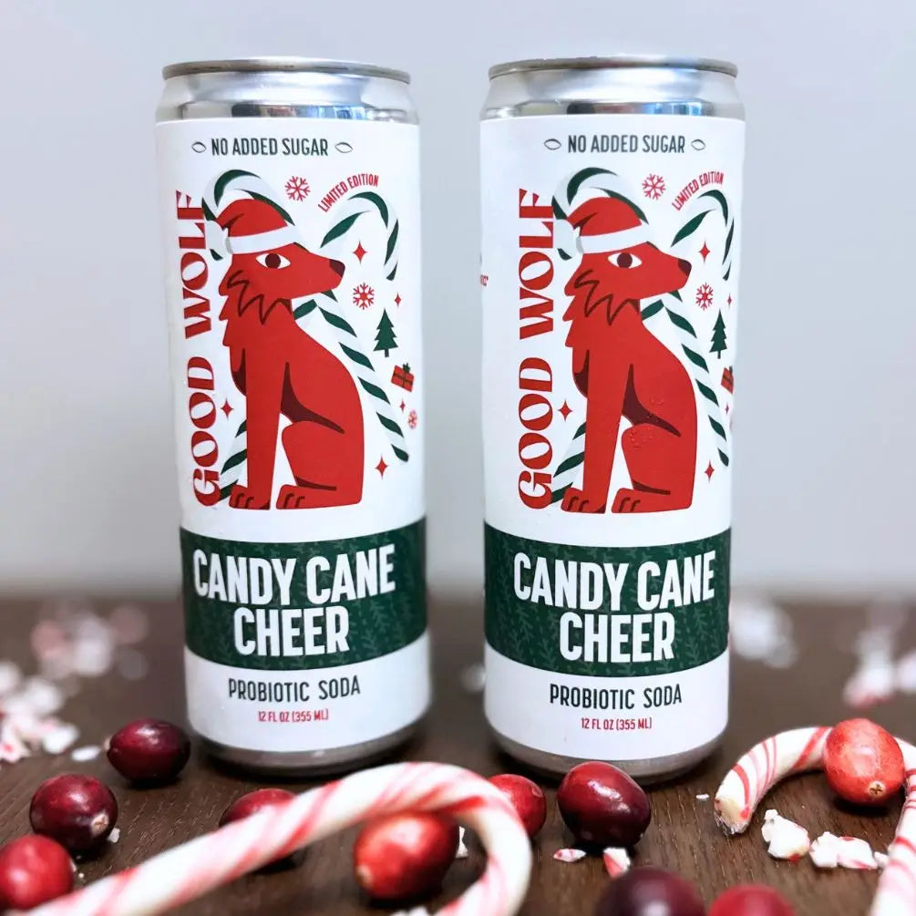Candy Cane Cheer Probiotic Soda - No Added Sugar - 12oz