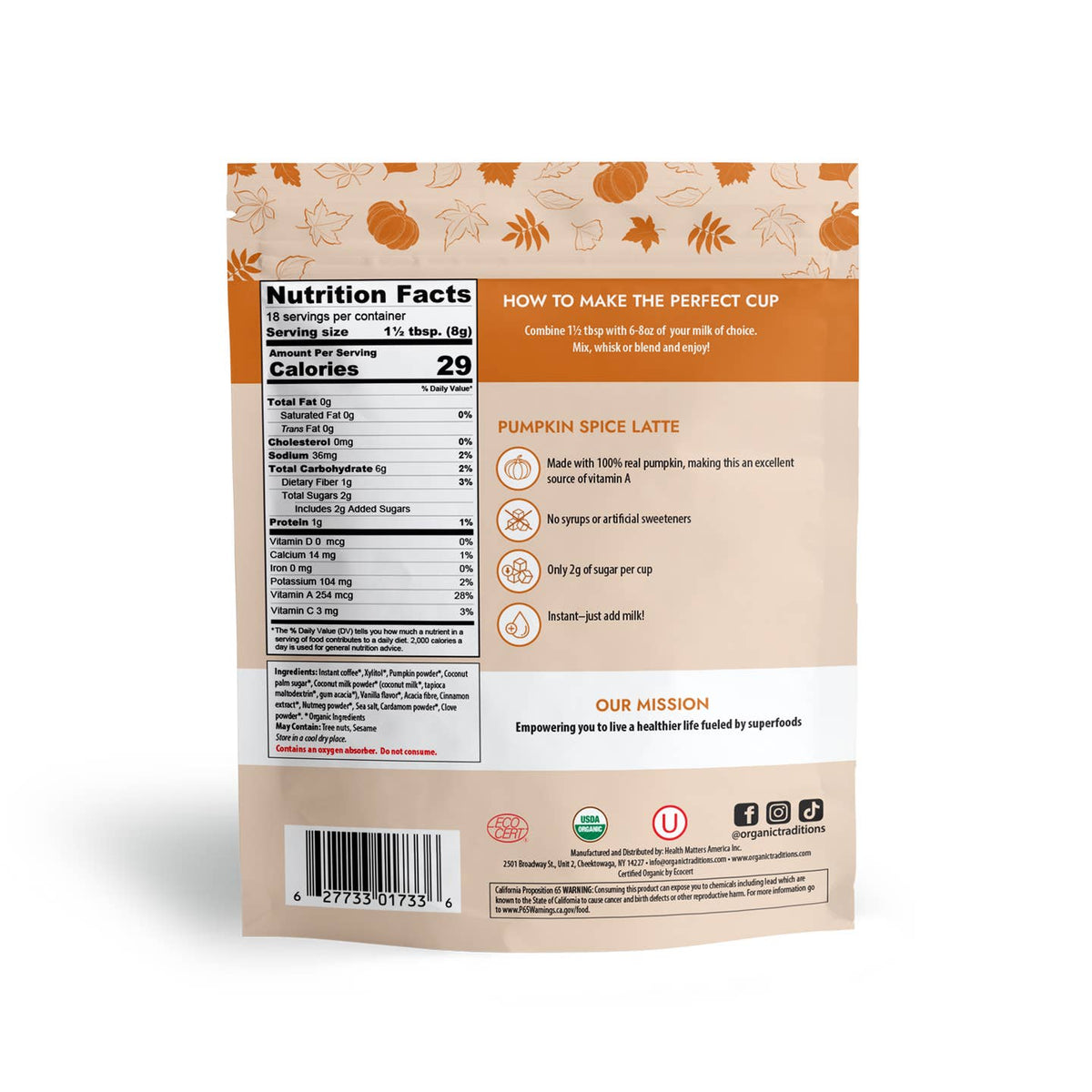 Organic Traditions Pumpkin Spice Latte Instant Coffee
