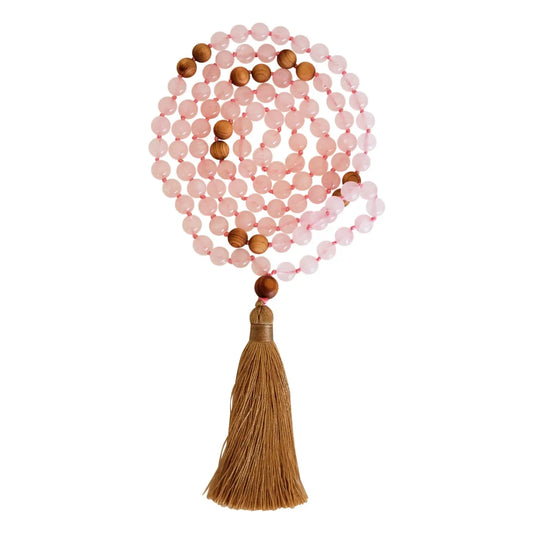 Large Mala Bead Rose Quartz Necklace