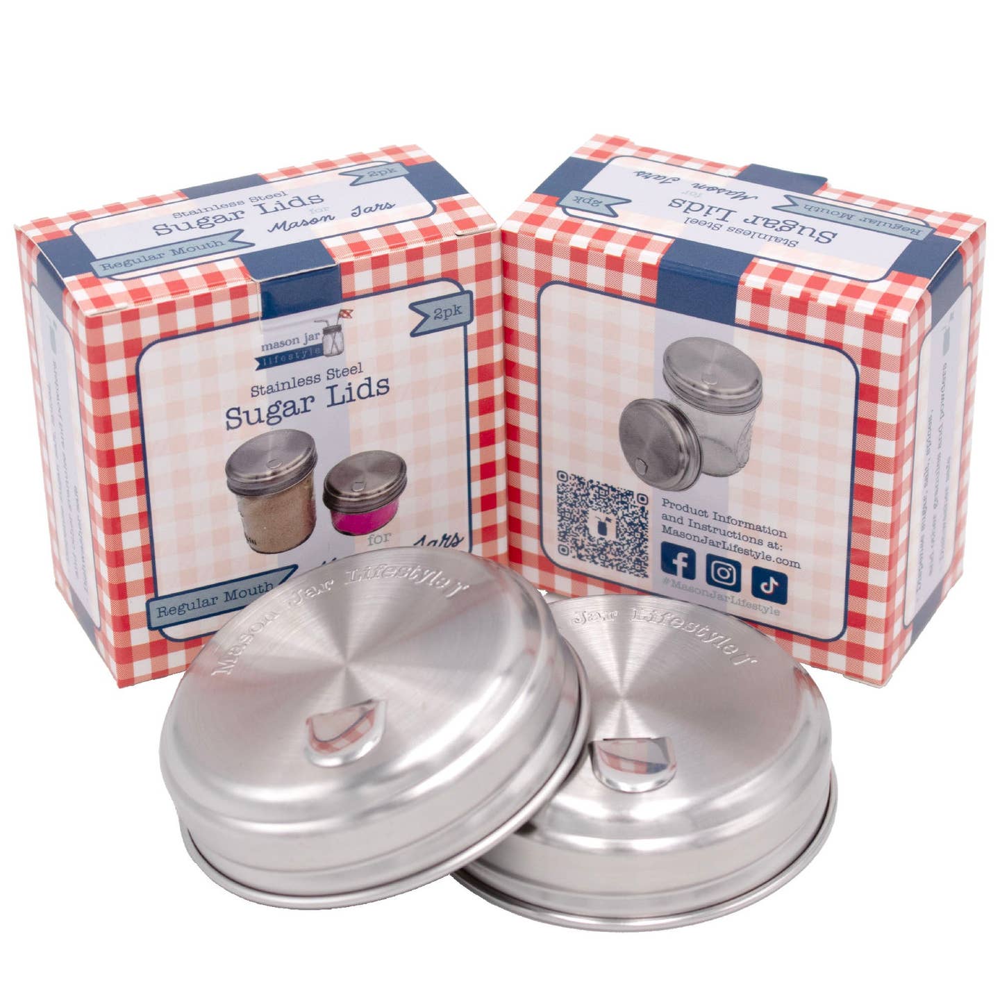 Sugar Dispensing Stainless Steel Lids For Mason Jars 2 Pack