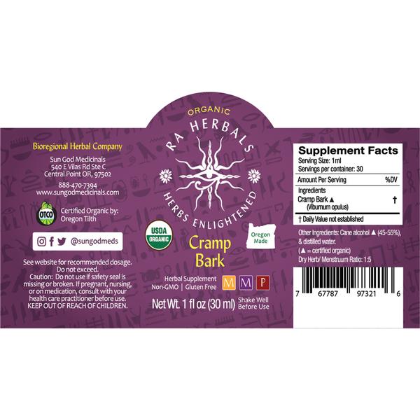 Cramp Bark Tincture Ra Herbals Certified Organic 1oz