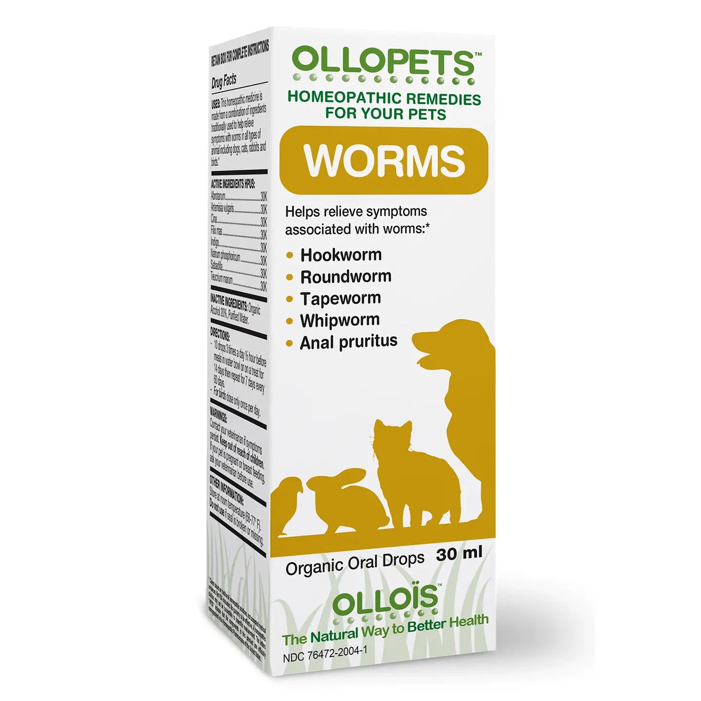Worms - Homeopathic Drops For All Pets, 30 Ml Ollopets