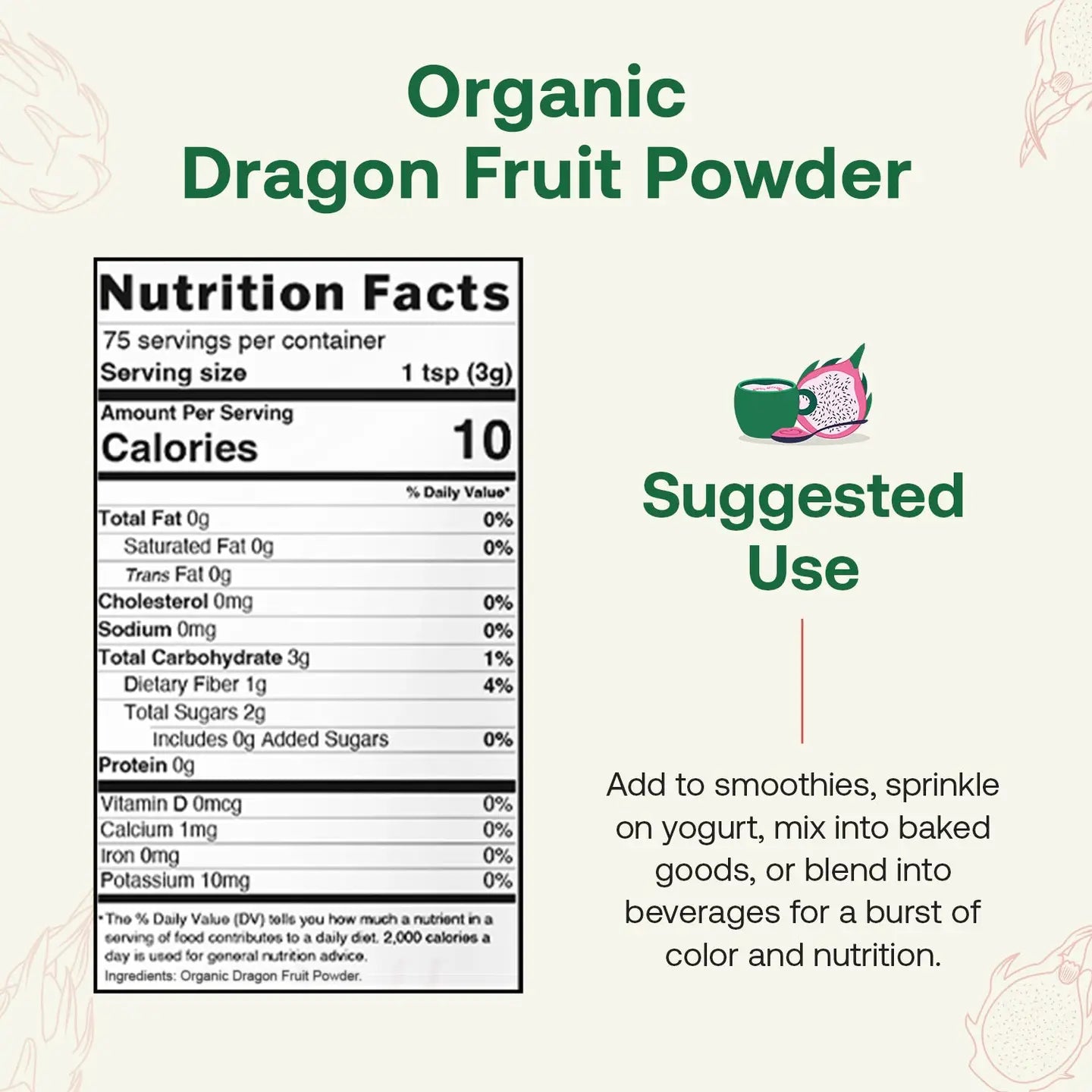 Organic Dragon Fruit Powder