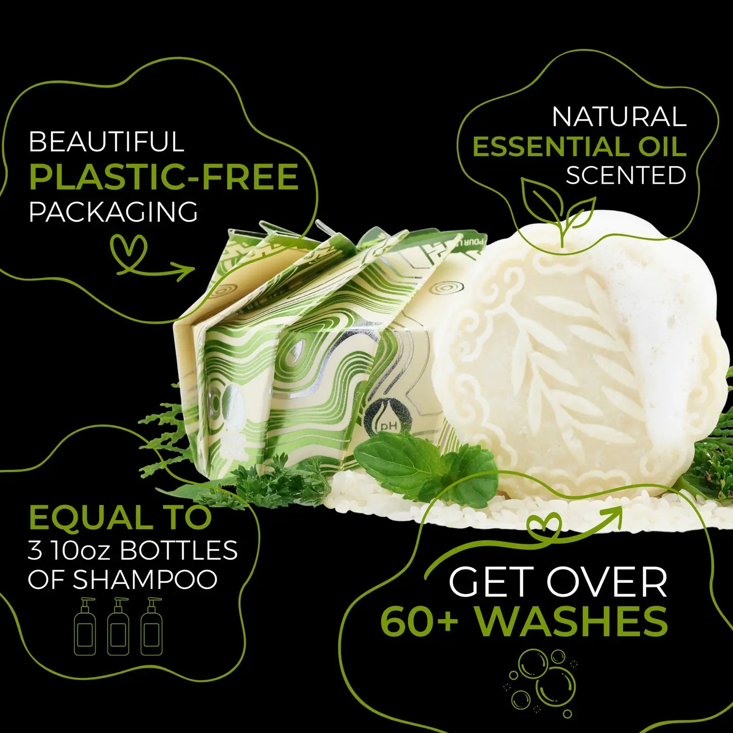 Rice Water Shampoo Bar | Tea Tree Mint Eo | All Hair