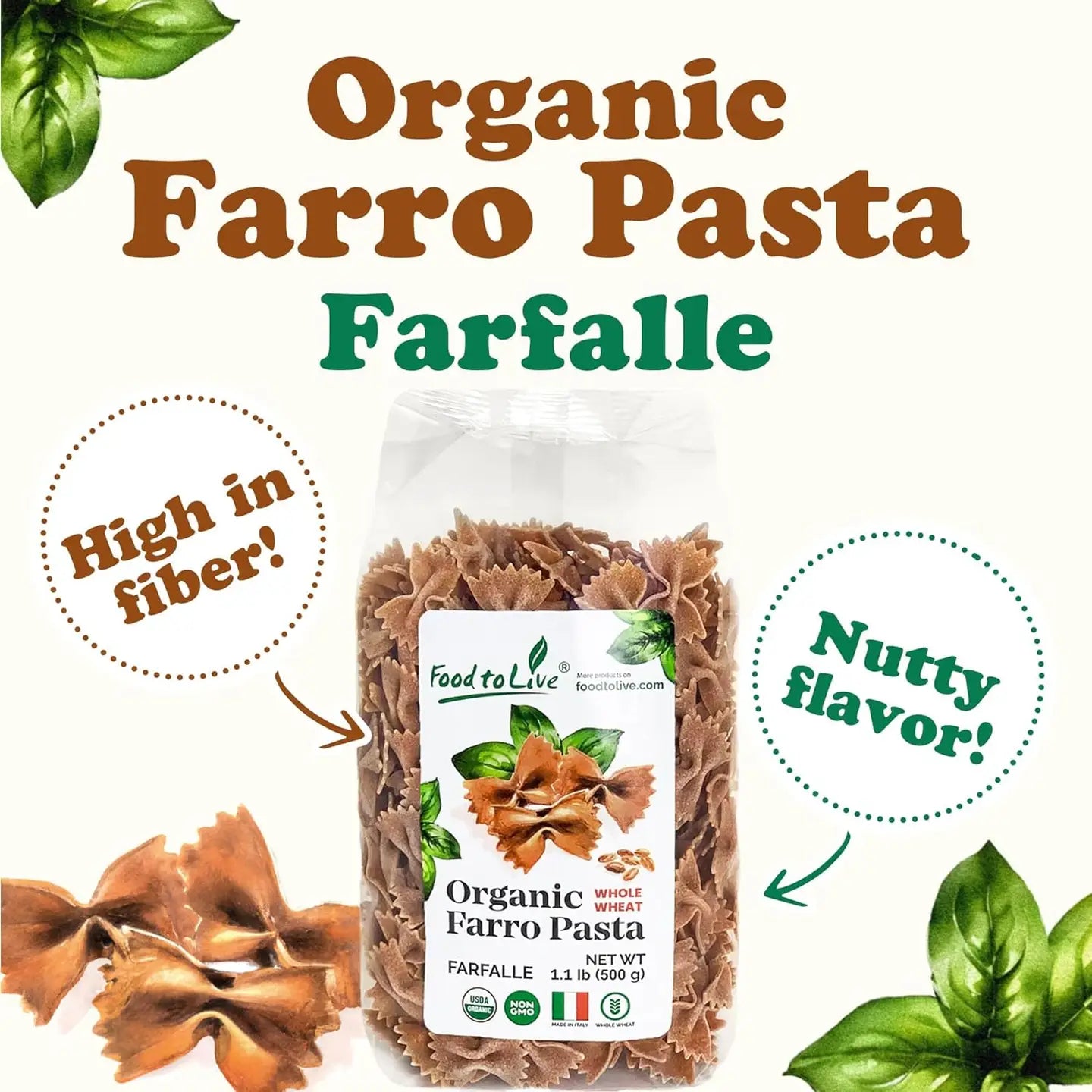 Organic Farro Farfalle Pasta – Italian Whole Wheat