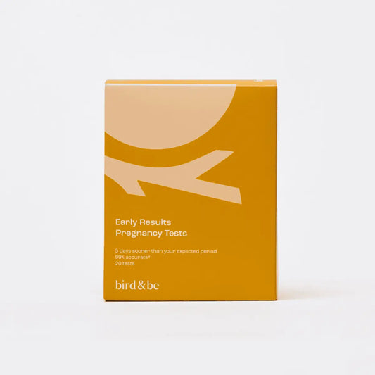 Box of bird&be pregnancy tests on a white background