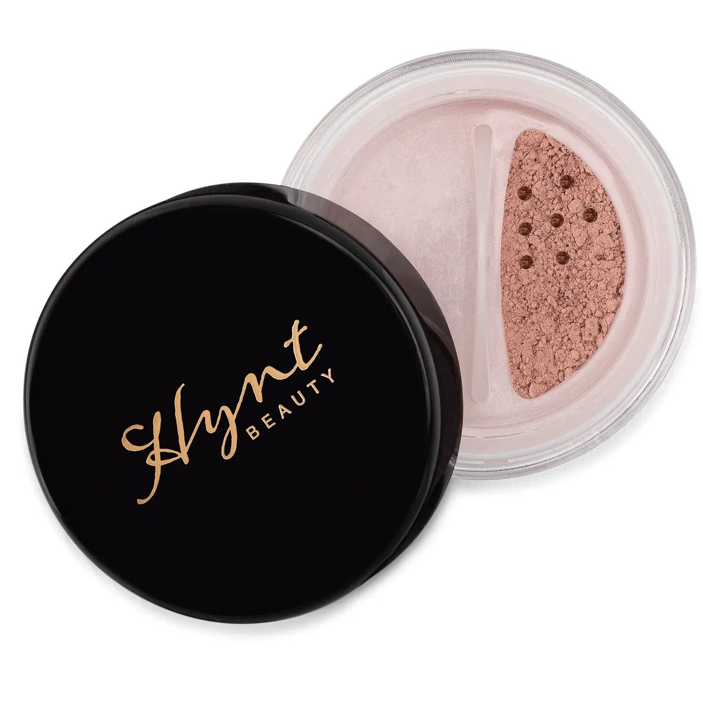 Hynt Beauty loose powder with black lid on a white background