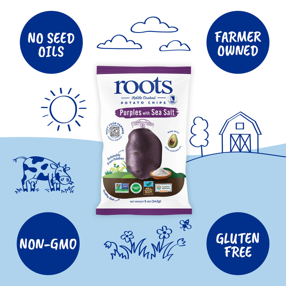Purple Sea Salt Kettle Cooked Potato Chips – Regenerative Idaho Potatoes – Avocado Oil Crunch