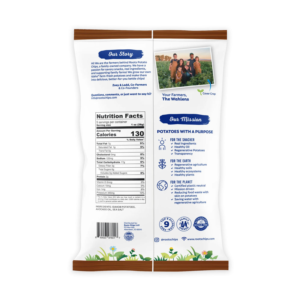 Sea Salt Kettle Cooked Potato Chips – Classic, Crispy Flavor – Regenerative Idaho Potatoes Cooked in 100% Avocado Oil