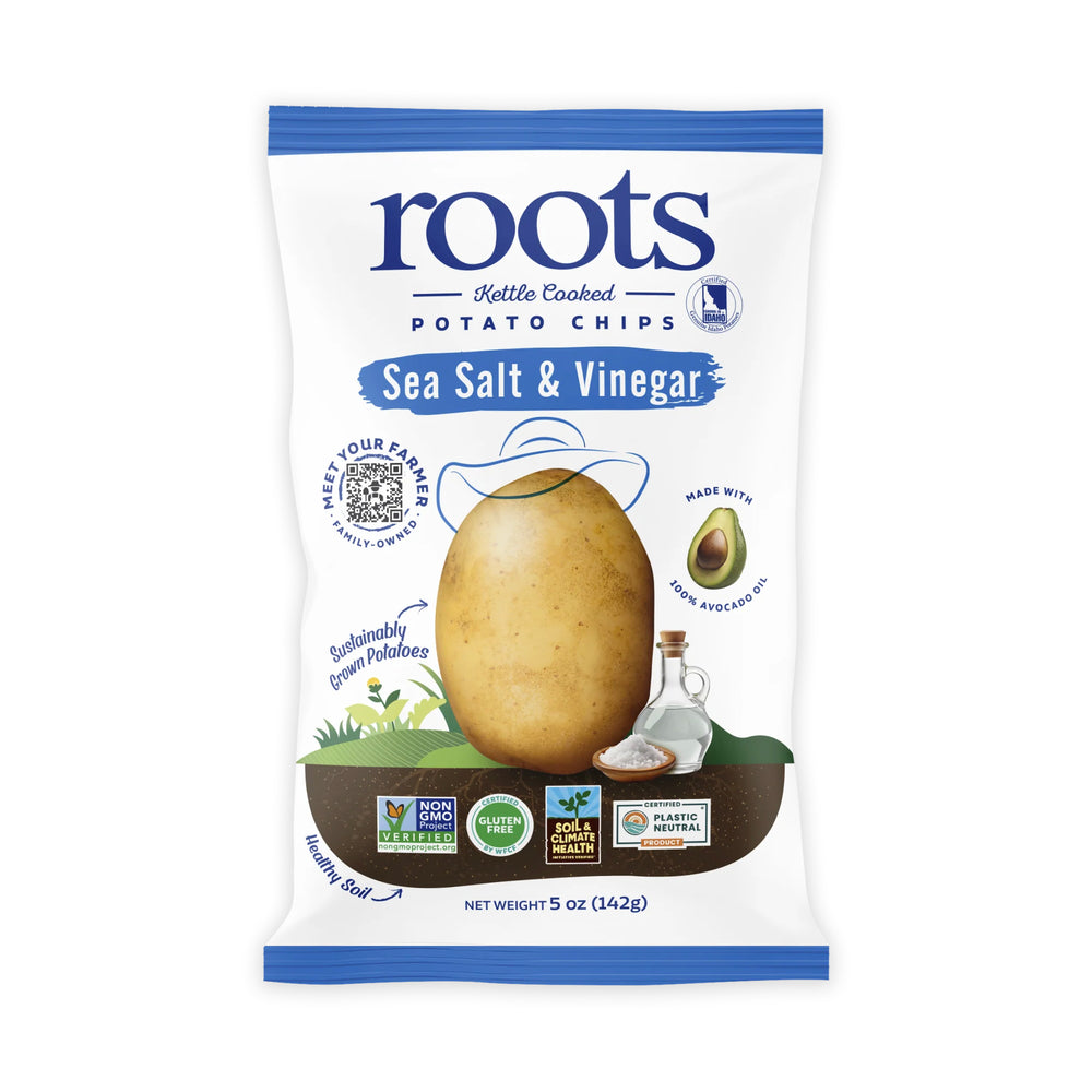Sea Salt & Vinegar Kettle Cooked Potato Chips – Tangy Bold Flavor – Regenerative Idaho Potatoes