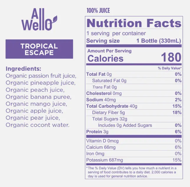 Organic Cold-Pressed Tropical Escape Juice