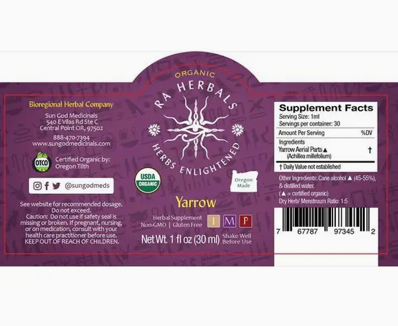 Organic Yarrow Tincture 1oz
