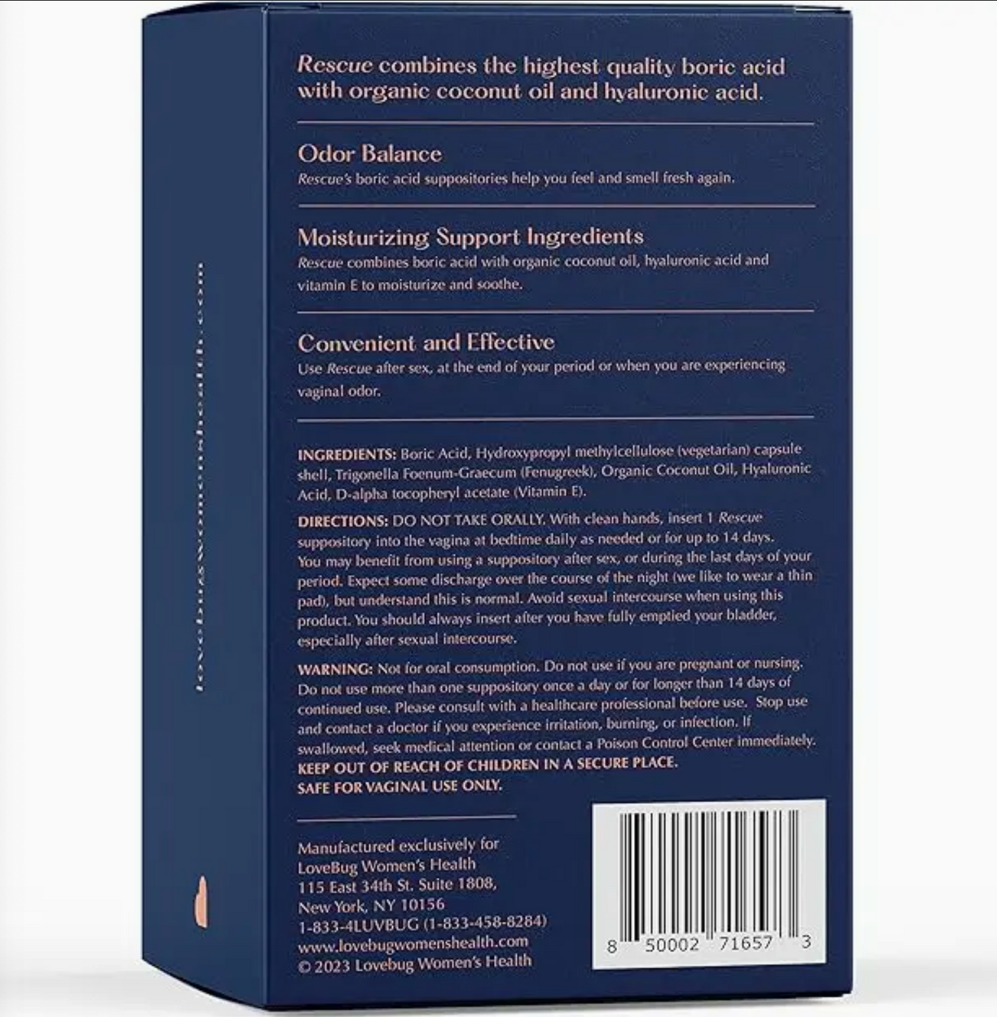 Rescue- Vaginal Boric Acid Suppositories