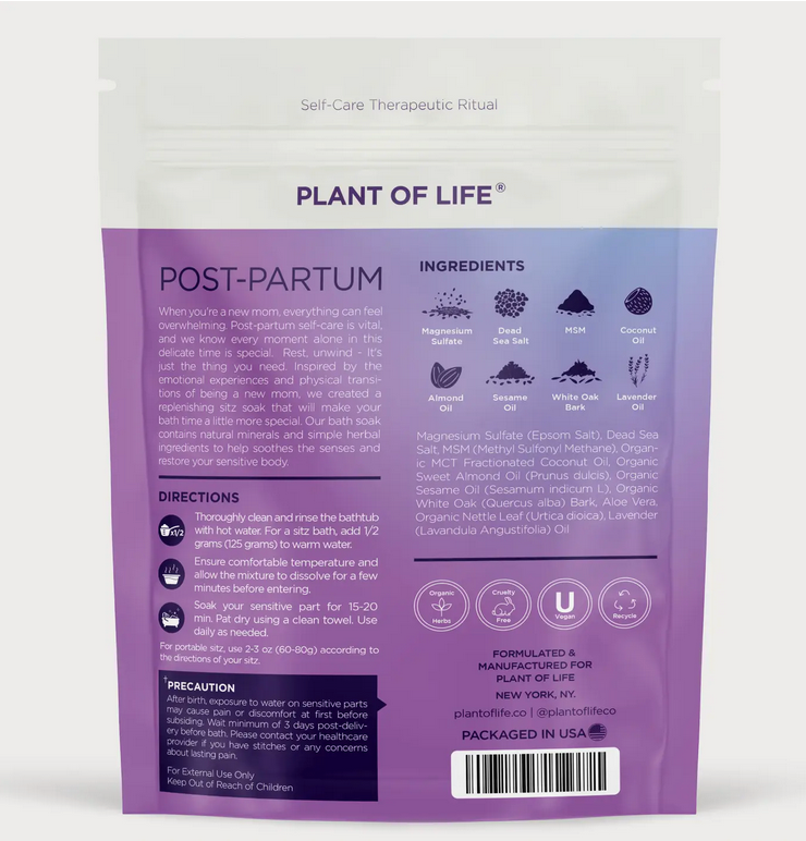 Postpartum Recovery Bath Soak | Sitz Salt with Epsom Salt
