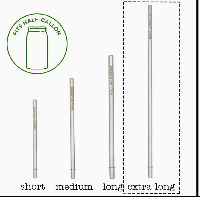Extra Long Safer Rounded End Stainless Steel Straws - 64oz (4 Pack)