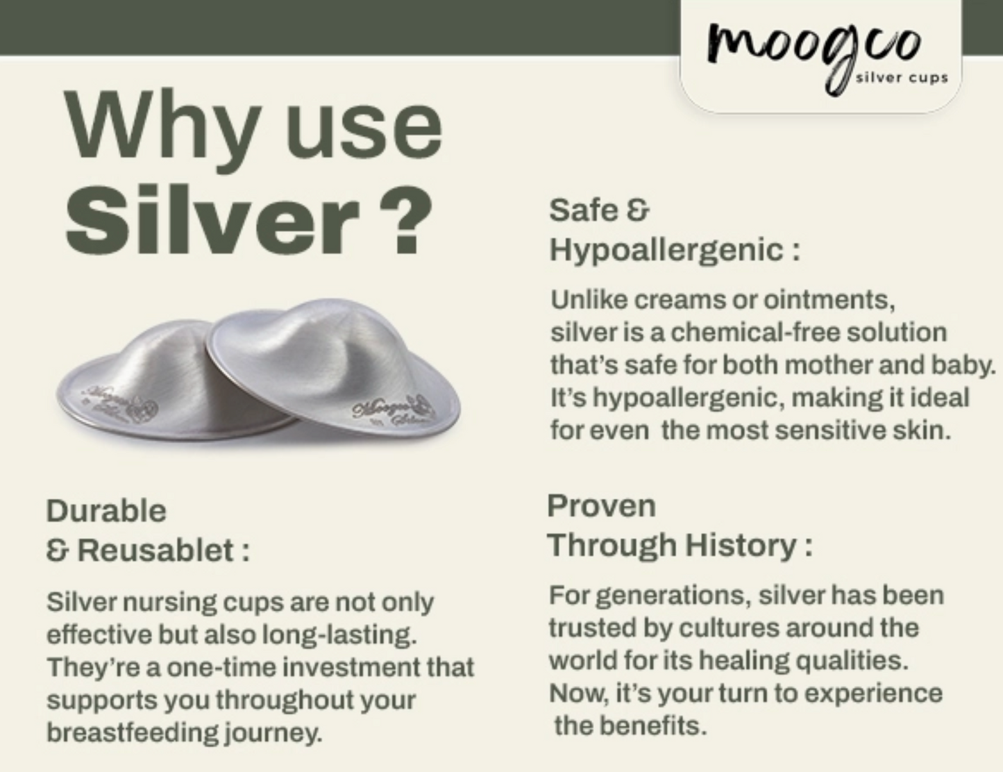 MOOGCO Silver Nursing Cups 925k Silver
