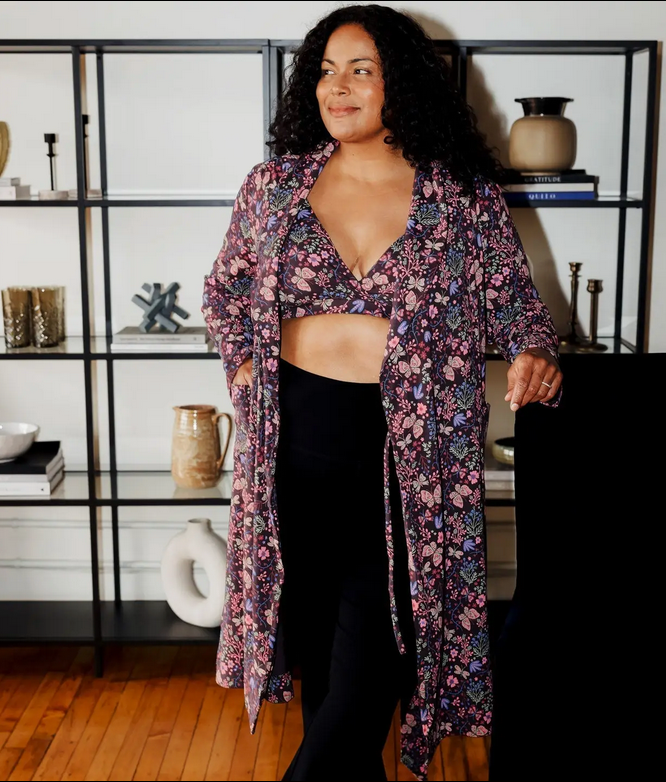Cross-Front Pull-Over Nursing & Maternity Bralette - Flower Child