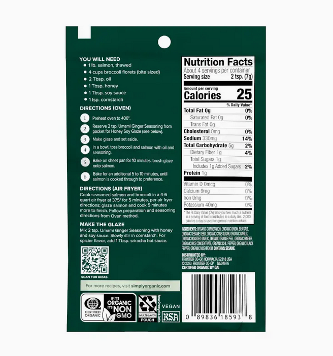 Simply Organic Sheet Pan Seasoning, Umami Ginger