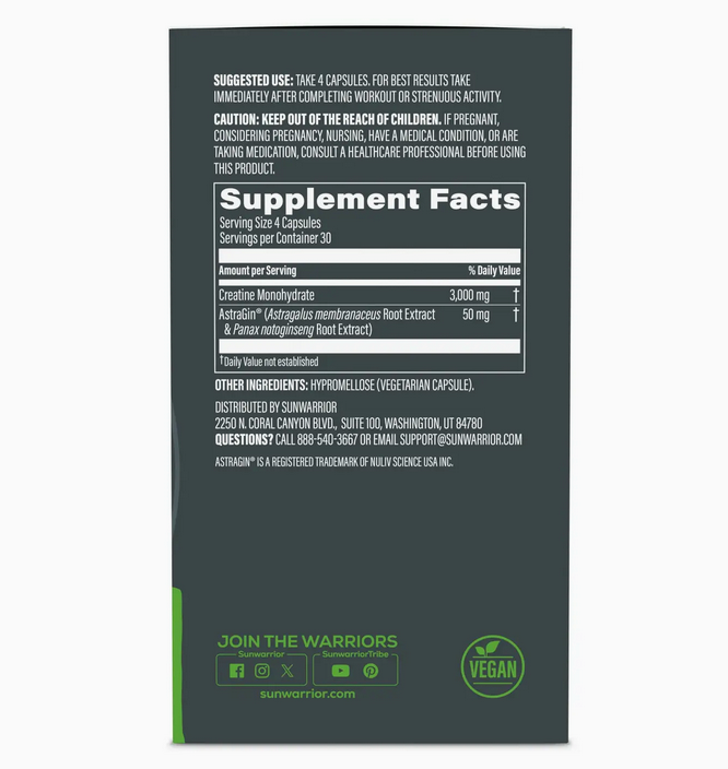 Sunwarrior Active Creatine 3000 & Astragin - Recovery