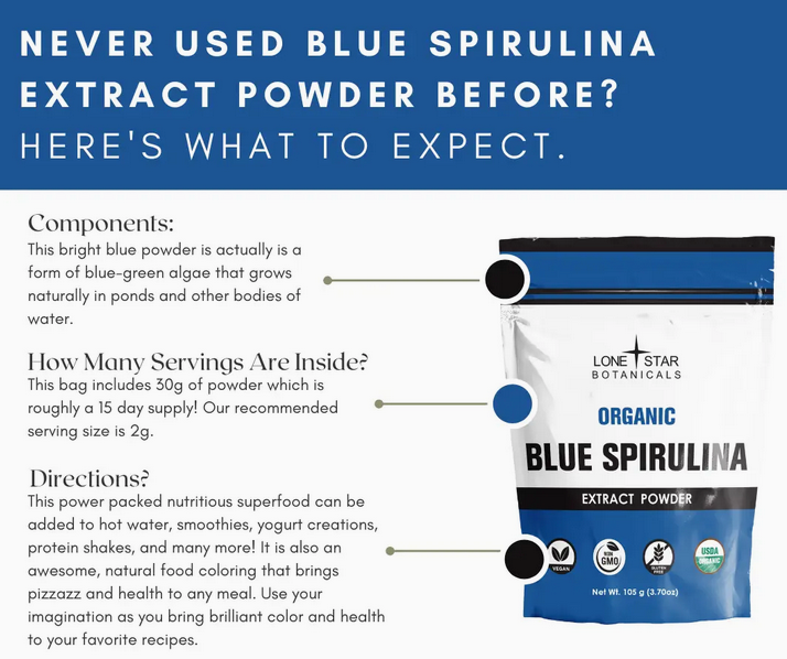 Organic Blue Spirulina Extract Powder -- 1.06 oz