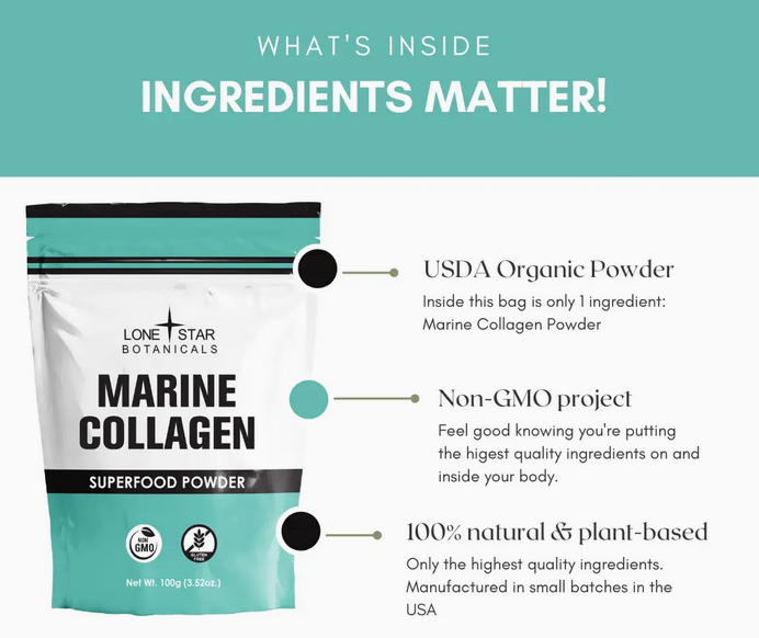 Organic Marine Collagen Powder -- 3.52 oz