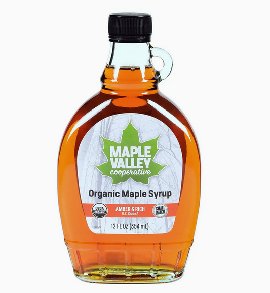 Maple Syrup Organic Amber & Rich 12 oz. Flat Glass